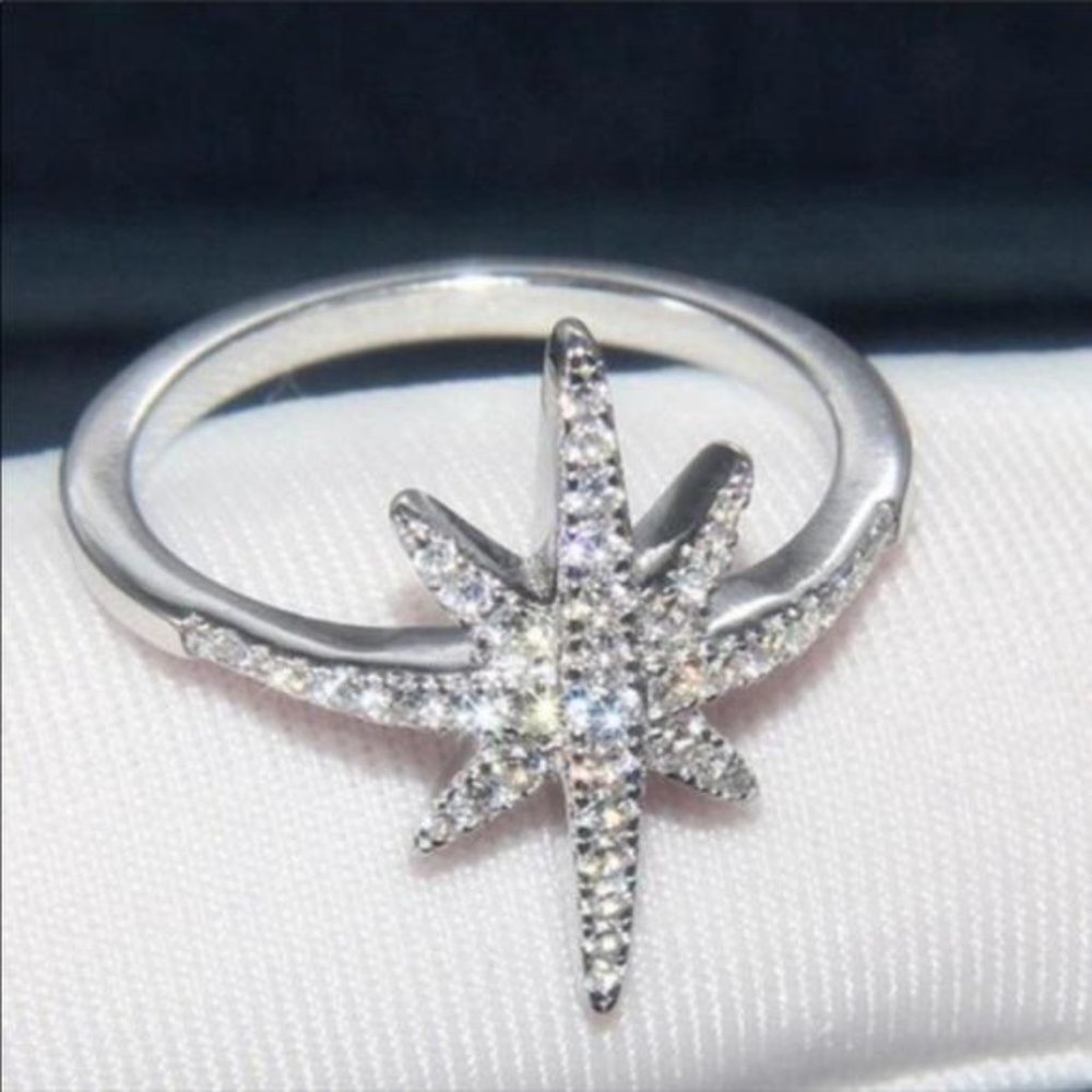NEW 💍18K White Gold Shooting Star Ring - Picture 5 of 7